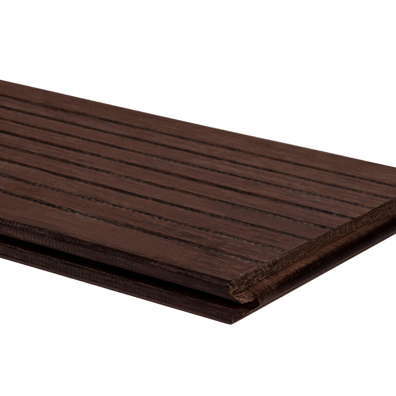 Produktbild: Terrassendiele Bambus thermobehandelt geölt einseitig fein genutet, einseitig glatt, längsseitige Nut, stirnseitige Nut & Feder - 20 x 178 mm