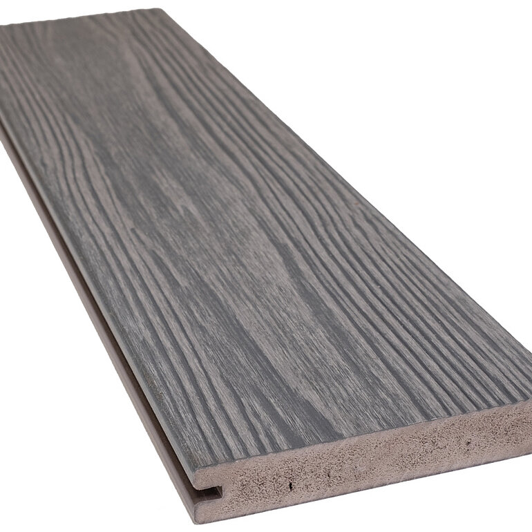 Produktbild: Terrassendiele BPC coextrudiert massiv Titan einseitig Holzstruktur, längsseitige Nut, TuraPico - 23 x 140 mm