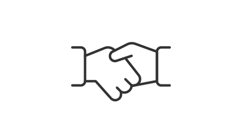Icon schüttelnter Hände stehend für einen guten Verkaufsabschluss