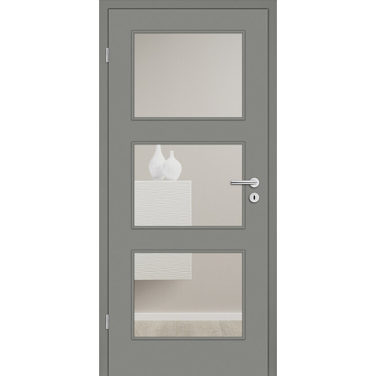 Produktbild: Zimmertür Lack Titangrau ähnlich RAL 7037 3 Füllungen FG LA F Röhrenspan KK1