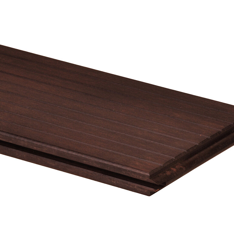 Produktbild: Terrassendiele Bambus thermobehandelt geölt einseitig fein genutet, einseitig glatt, längsseitige Nut, stirnseitige Nut & Feder - 20 x 137 mm