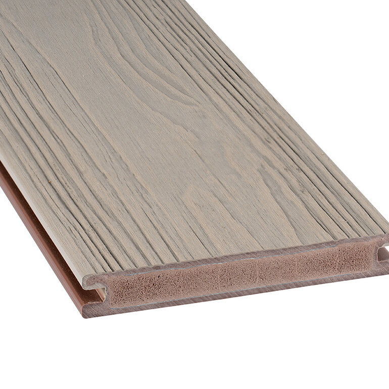 Produktbild: Terrassendiele BPC coextrudiert massiv Silber einseitig Holzstruktur, längsseitige Nut, TuraPico - 21 x 140 mm