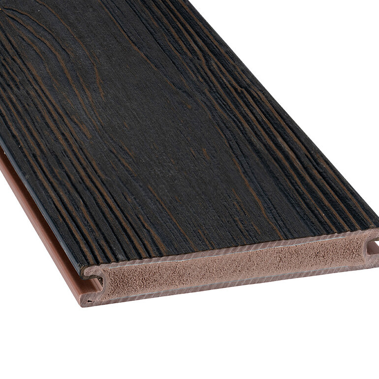 Produktbild: Terrassendiele BPC coextrudiert massiv Espresso einseitig Holzstruktur, längsseitige Nut, TuraPico - 21 x 140 mm