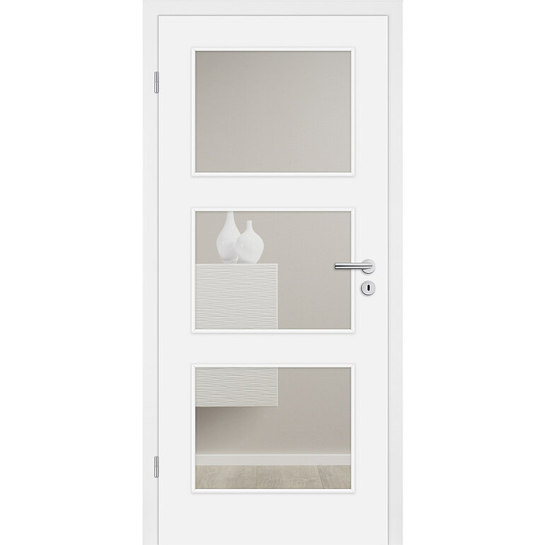 Produktbild: Zimmertür Lack Opal weiß ähnlich RAL 9010 3 Füllungen FG LA F Röhrenspan KK1
