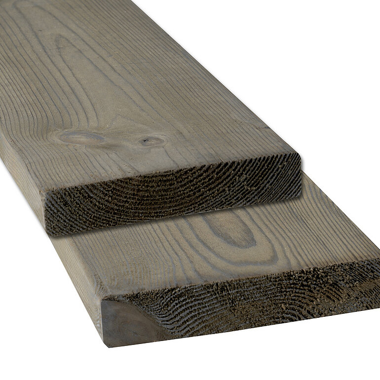 Produktbild: Terrassendiele Kiefer 2-fach imprägniert grau beidseitig glatt - 28 x 145 mm