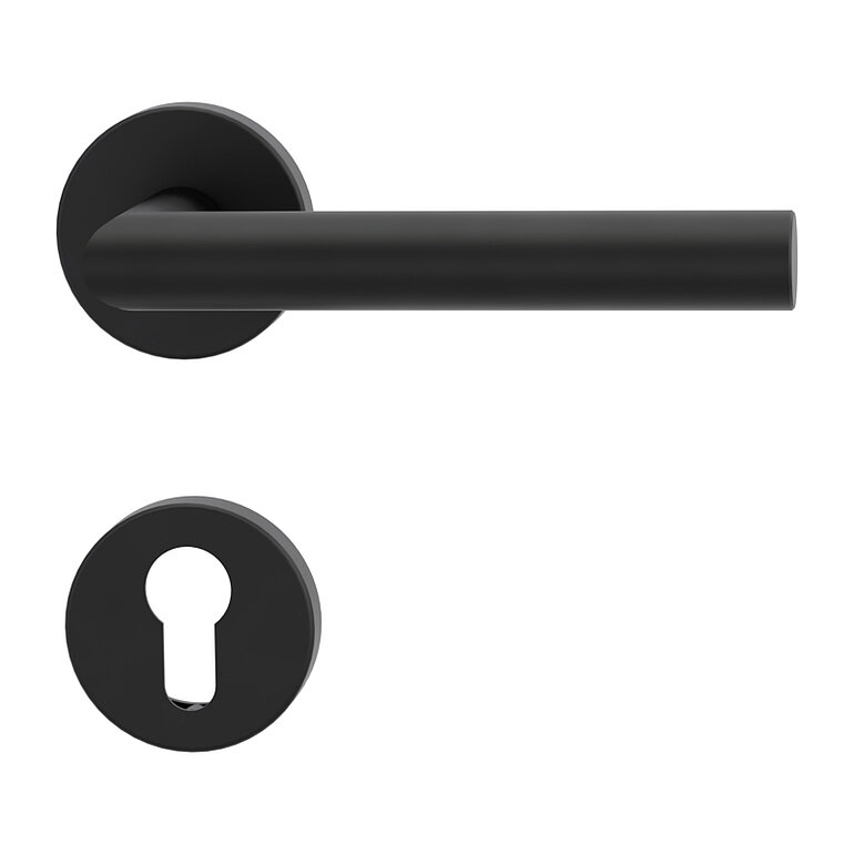 Produktbild: Rosetten-Halbgarnitur Blackline, Innenrosettensatz inkl. Türdrücker Angolo