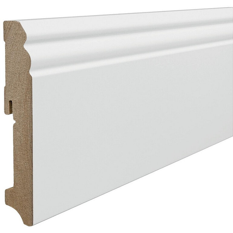 Produktbild: Steck-Sockelleiste Altdeutsches Profil MDF weiß foliert 2400x115x18mm