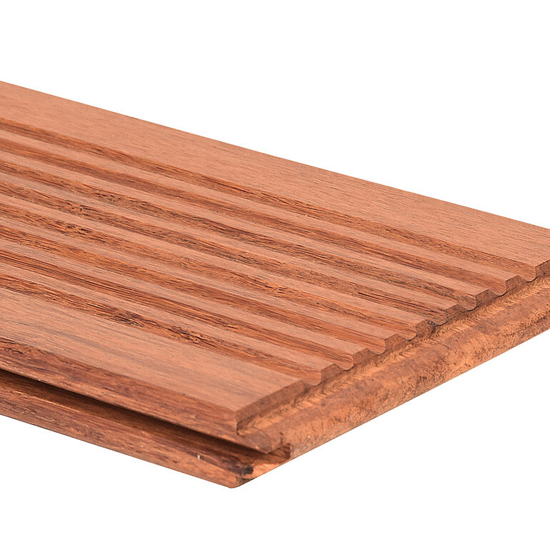 Produktbild: Terrassendiele Bambus mineralveredelt geölt einseitig grob genutet, einseitig glatt, längsseitige Nut, stirnseitige Nut & Feder - 20 x 137 mm