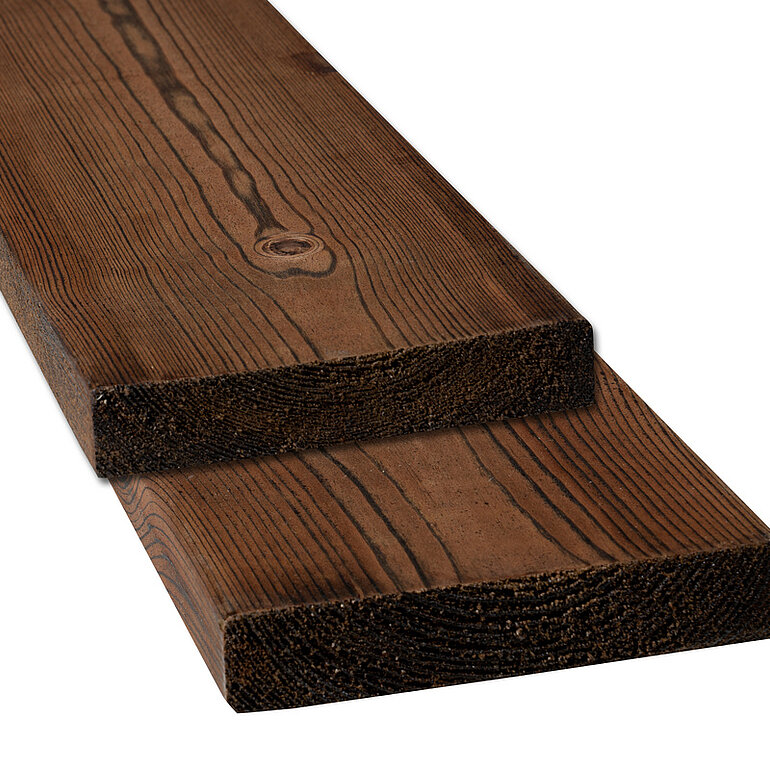 Produktbild: Terrassendiele Kiefer 2-fach imprägniert braun beidseitig glatt - 28 x 145 mm