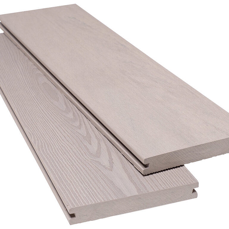 Produktbild: Terrassendiele BPC massiv Creme einseitig Holzstruktur, einseitig gebürstet, längsseitige Nut, Nodos - 20 x 140 mm