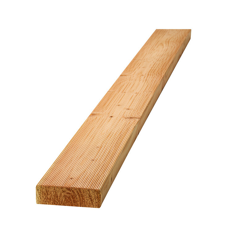 Produktbild: Terrassendiele europäische Douglasie unbehandelt einseitig geriffelt, einseitig glatt - 45 x 145 mm