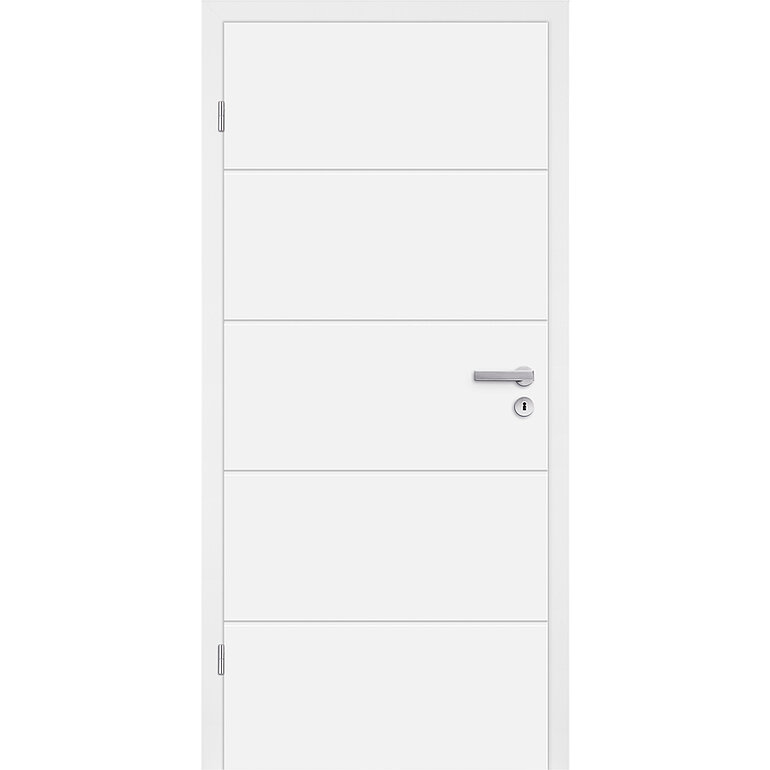 Produktbild: Zimmertür Lack Opal weiß ähnlich RAL 9010 4 Rillen Röhrenspan KK1