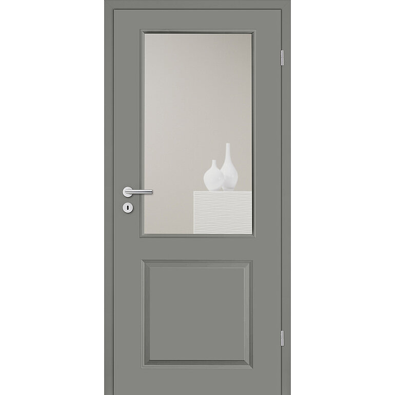 Produktbild: Zimmertür Lack Titangrau ähnlich RAL 7037 2 Füllungen TG LA C Röhrenspan KK1