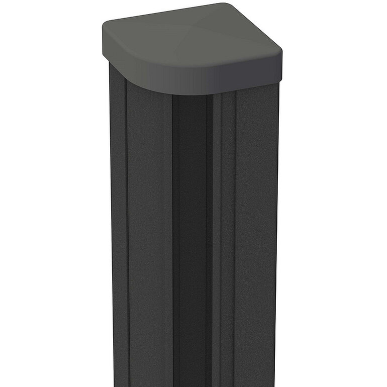 Produktbild: Variabler Eckpfosten Aluminium, inkl. Pfostenkappe, zum Einbetonieren, anthrazit beschichtet