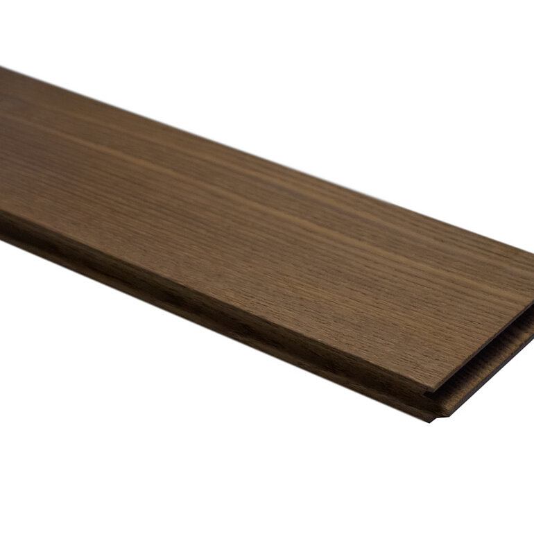 Produktbild: Terrassendiele Esche thermobehandelt massiv glatt, längsseitige Nut, stirnseitige Nut & Feder - 20 x 130 mm