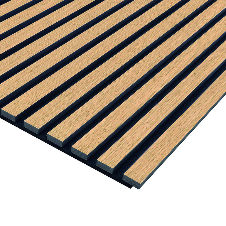 Produktbild: Akustikpaneel DekoWall Eiche Natur Tec - MDFSW - Filz schwarz 19x572,5x2670mm