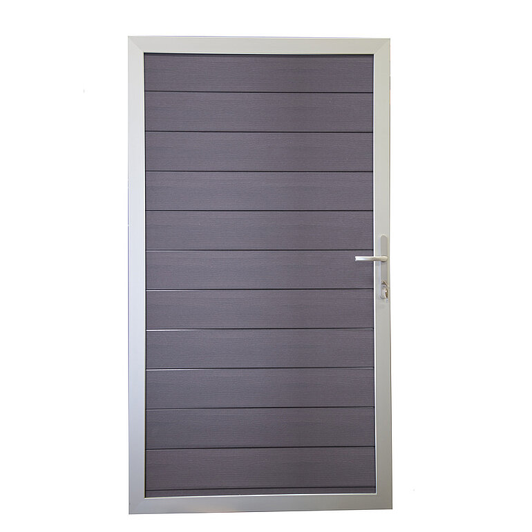 Produktbild: Tor Sichtschutzzaun BPC coextrudiert Steingrau "Tudo"