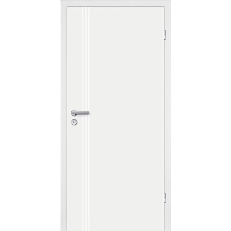 Produktbild: Zimmertür Lack Diamant weiß ähnlich RAL 9003 3 Rillen Röhrenspan KK1