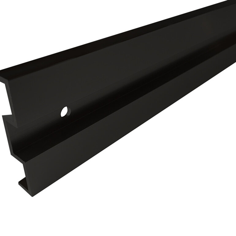 Produktbild: Abstandsprofil Blackline 2000x60x12,5mm für Schiebetürbeschlag Pasito inkl. verlängerte Endkappen