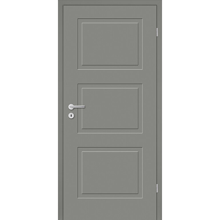 Produktbild: Zimmertür Lack Titangrau ähnlich RAL 7037 3 Füllungen FG Röhrenspan KK1
