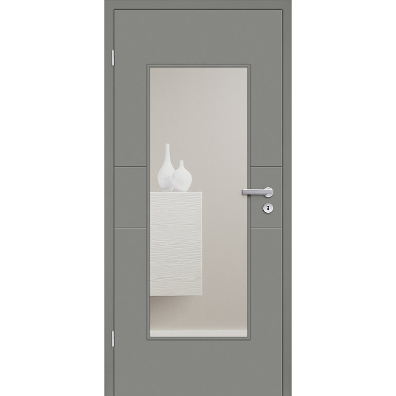 Produktbild: Zimmertür Lack Titangrau ähnlich RAL 7037 2 Rillen LA B Röhrenspan KK1