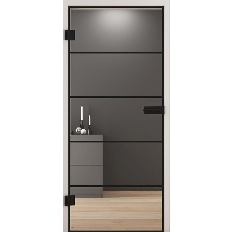 Produktbild: Ganzglastür Black Loft 4 Linien klar "Kristall"