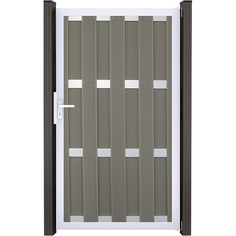 Produktbild: Tor Sichtschutzzaun BPC monoextrudiert Grau "Verti"