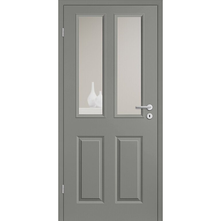 Produktbild: Zimmertür Lack Titangrau ähnlich RAL 7037 4 Füllungen TG LA D Röhrenspan KK1