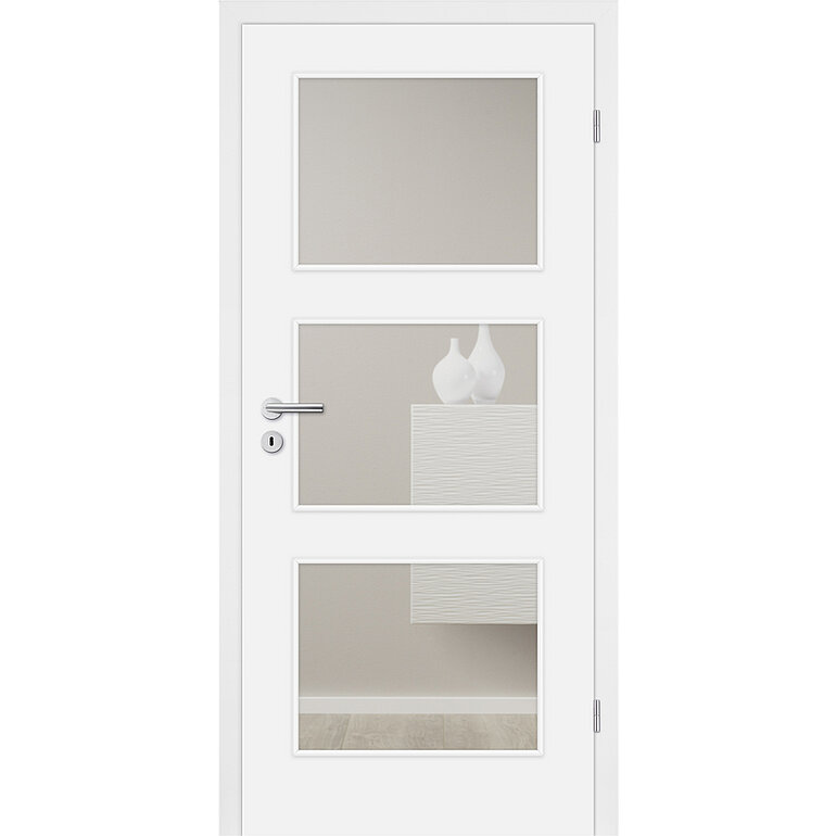 Produktbild: Zimmertür Lack Diamant weiß ähnlich RAL 9003 3 Füllungen FG LA F Röhrenspan KK1