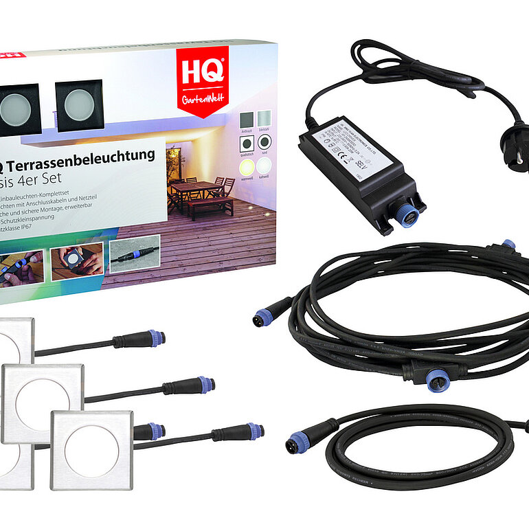 Produktbild: Basis 4-er Set kaltweiß eckig 60x60mm Edelstahl