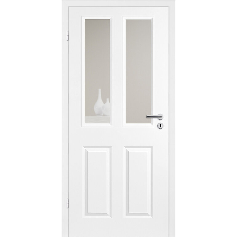 Produktbild: Zimmertür Lack Opal weiß ähnlich RAL 9010 4 Füllungen TG LA D Röhrenspan KK1