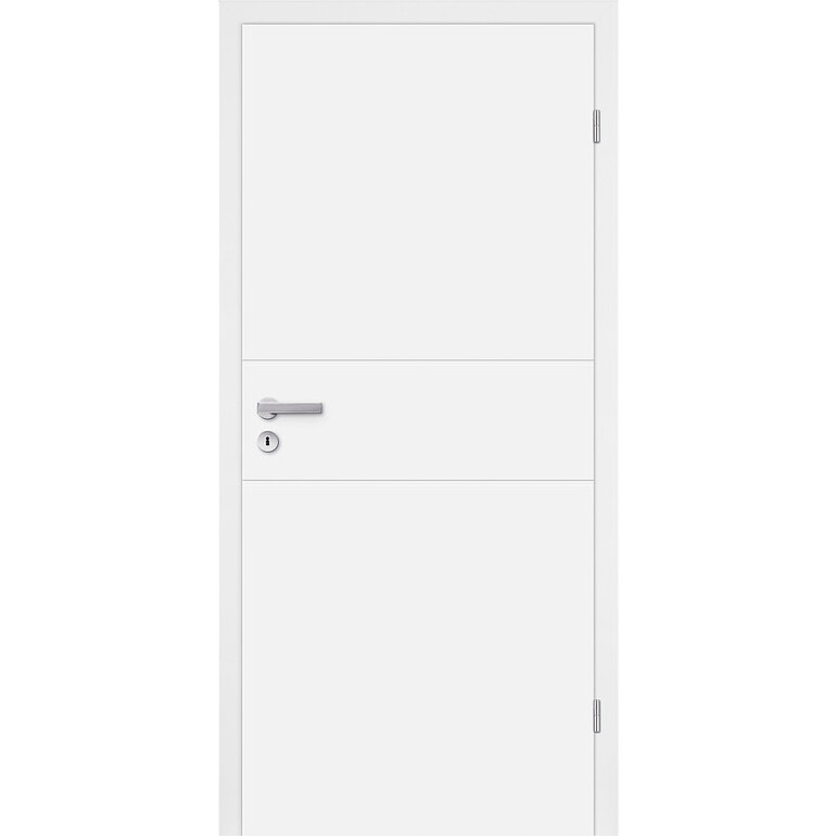 Produktbild: Zimmertür Lack Opal weiß ähnlich RAL 9010 2 Rillen Röhrenspan KK1